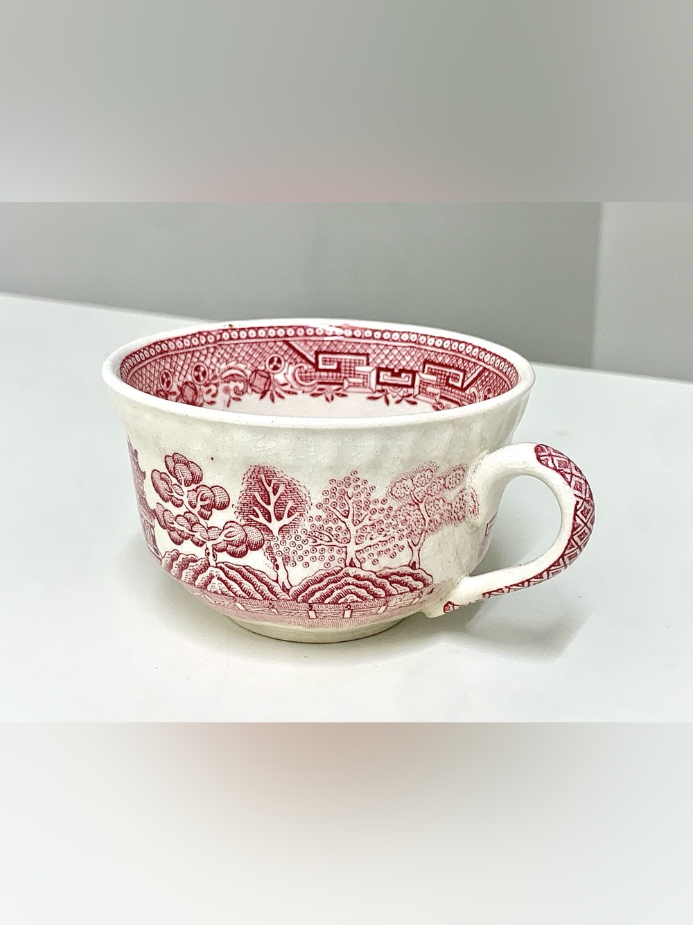 19th Century Antique Adams England Pink Willow Transferware Teacup
